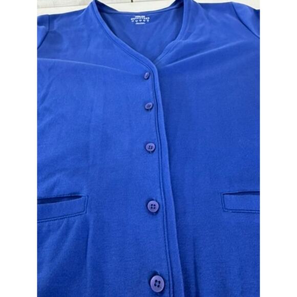 "Lands End" Outfitters Blue Cotton Button Cardigan Teacher Office Cottage SZ L - Picture 5 of 11